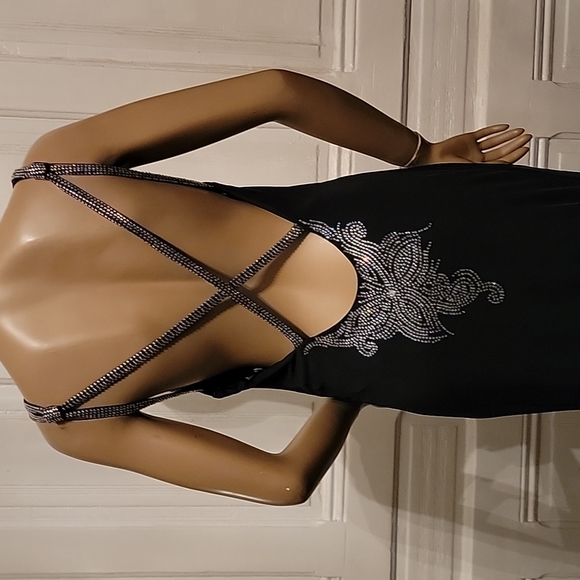 Embellished Black Low-back Gown - Picture 7 of 13